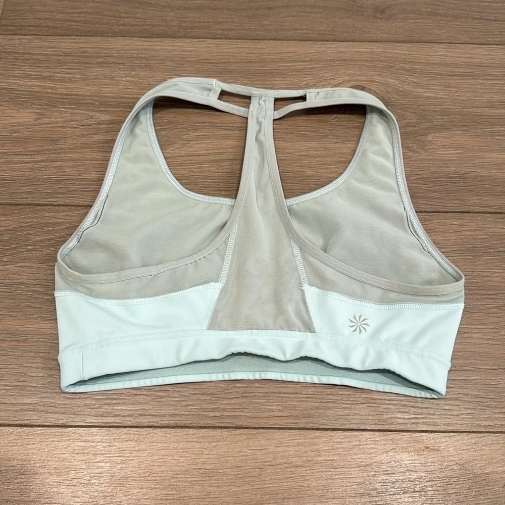 ATHLETA Light Blue Push The Limit Pullover Racerback Mesh Active Sports Bra Sz S